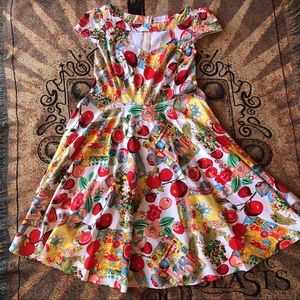 Summer fruit keyhole full skirt dress size XL